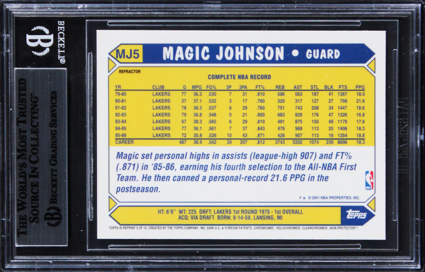 Magic Johnson Signed 2000 Topps Chrome CTNW Refractors #MJ5 Card BAS Slabbed