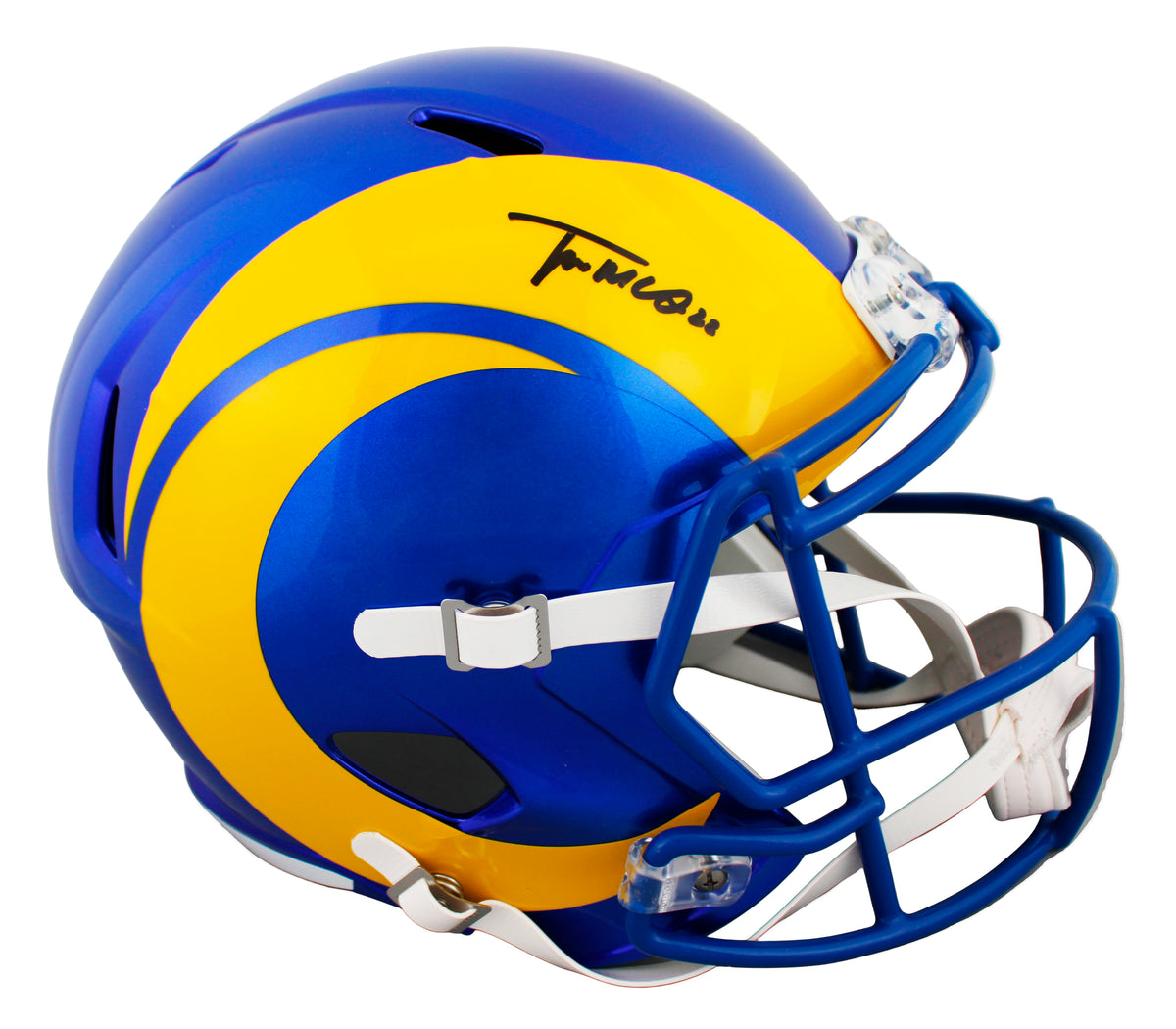Rams Trent McDuffie Authentic Signed Full Size Speed Rep Helmet JSA Witness