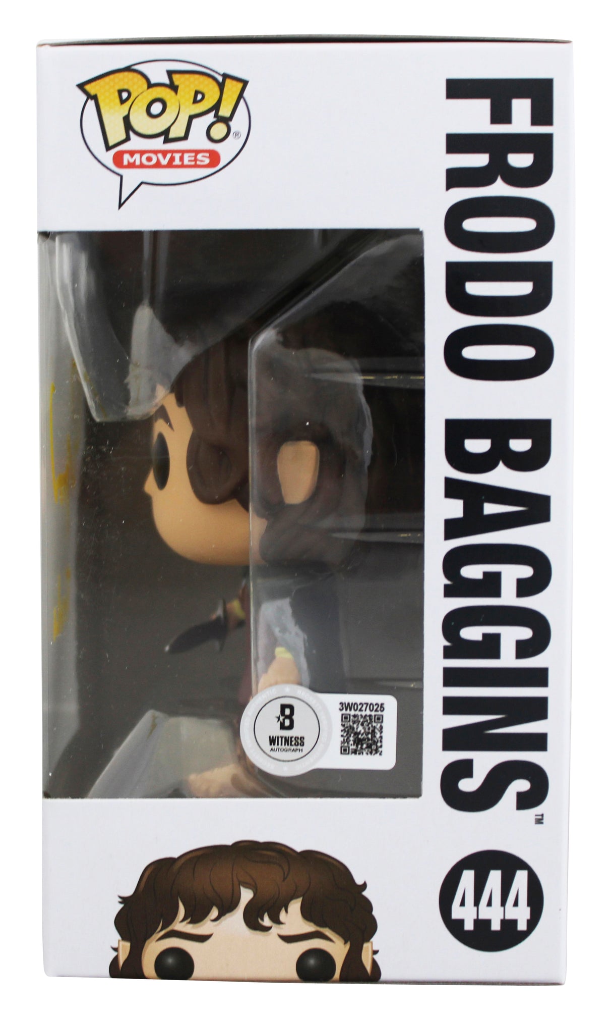 Elijah Wood LOTR "Frodo" Signed #444 Funko Pop Figure w/ Yellow Sig BAS Witness