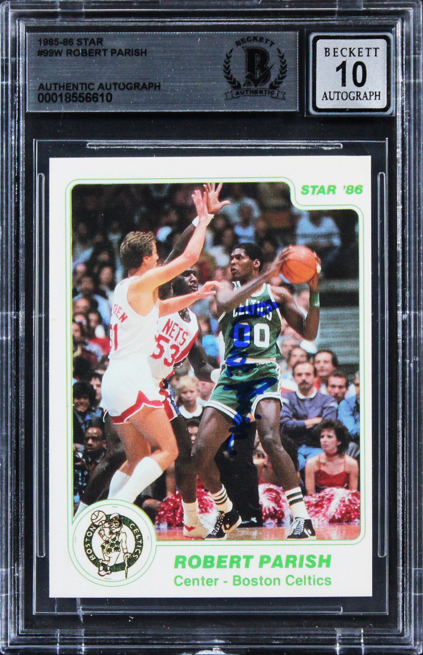Celtics Robert Parish Signed 1985 Star #99W Card Auto Graded GM 10! BAS Slabbed