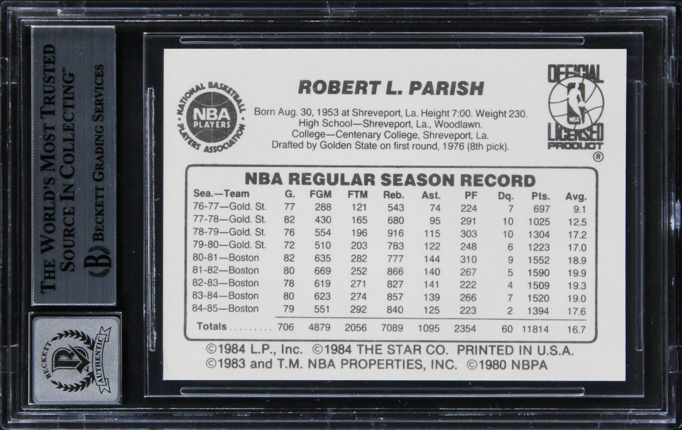 Celtics Robert Parish Signed 1985 Star #99W Card Auto Graded GM 10! BAS Slabbed