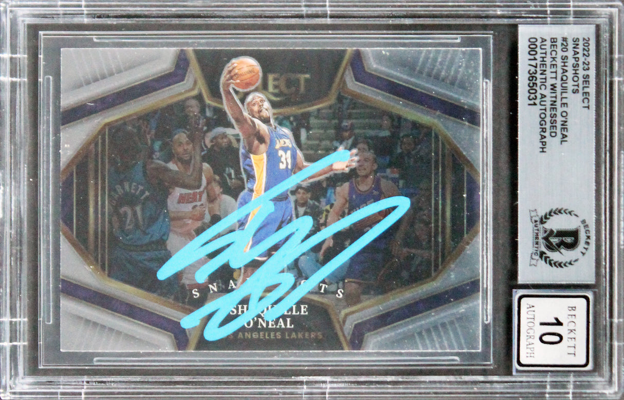 Lakers Shaquille O'Neal Signed 2022 Select Snapshots #20 Card Auto 10! BAS Slab