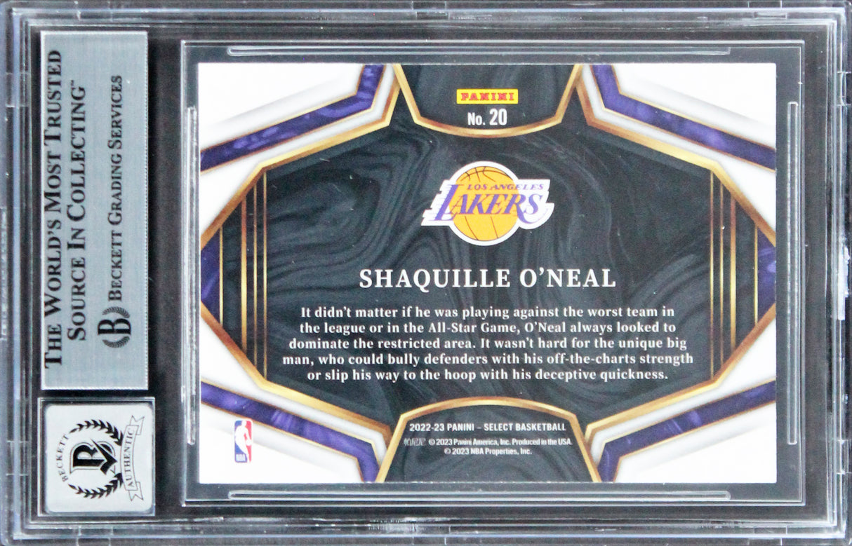 Lakers Shaquille O'Neal Signed 2022 Select Snapshots #20 Card Auto 10! BAS Slab