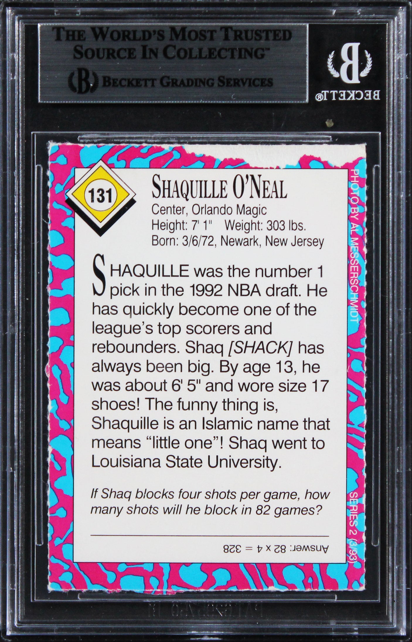 Magic Shaquille O'Neal Signed 1993 SI For Kids II #131 Card BAS Slabbed