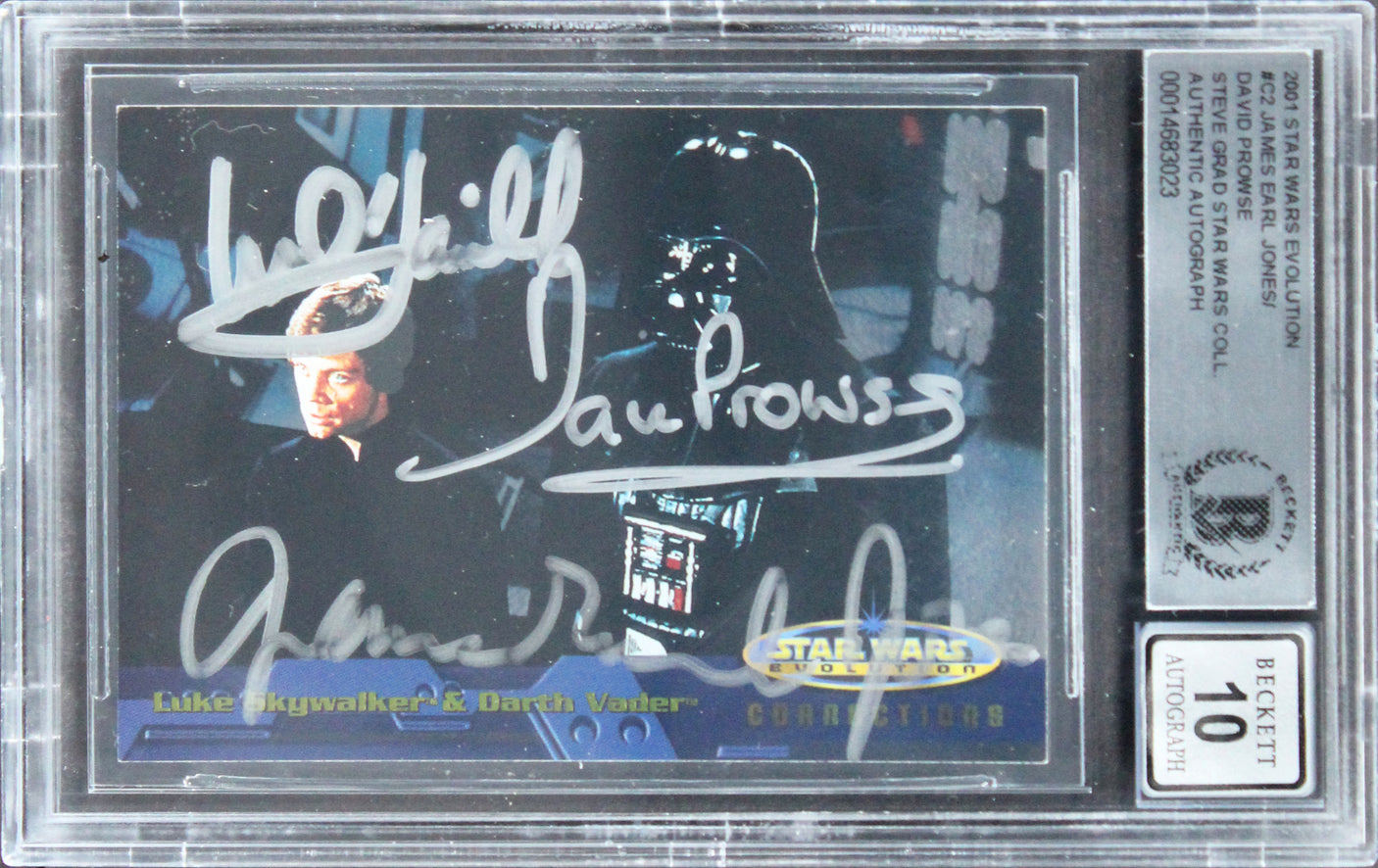 James Earl Jones & David Prowse Signed 2001 SW Evo. #C2 Card Auto 10! BAS Slab