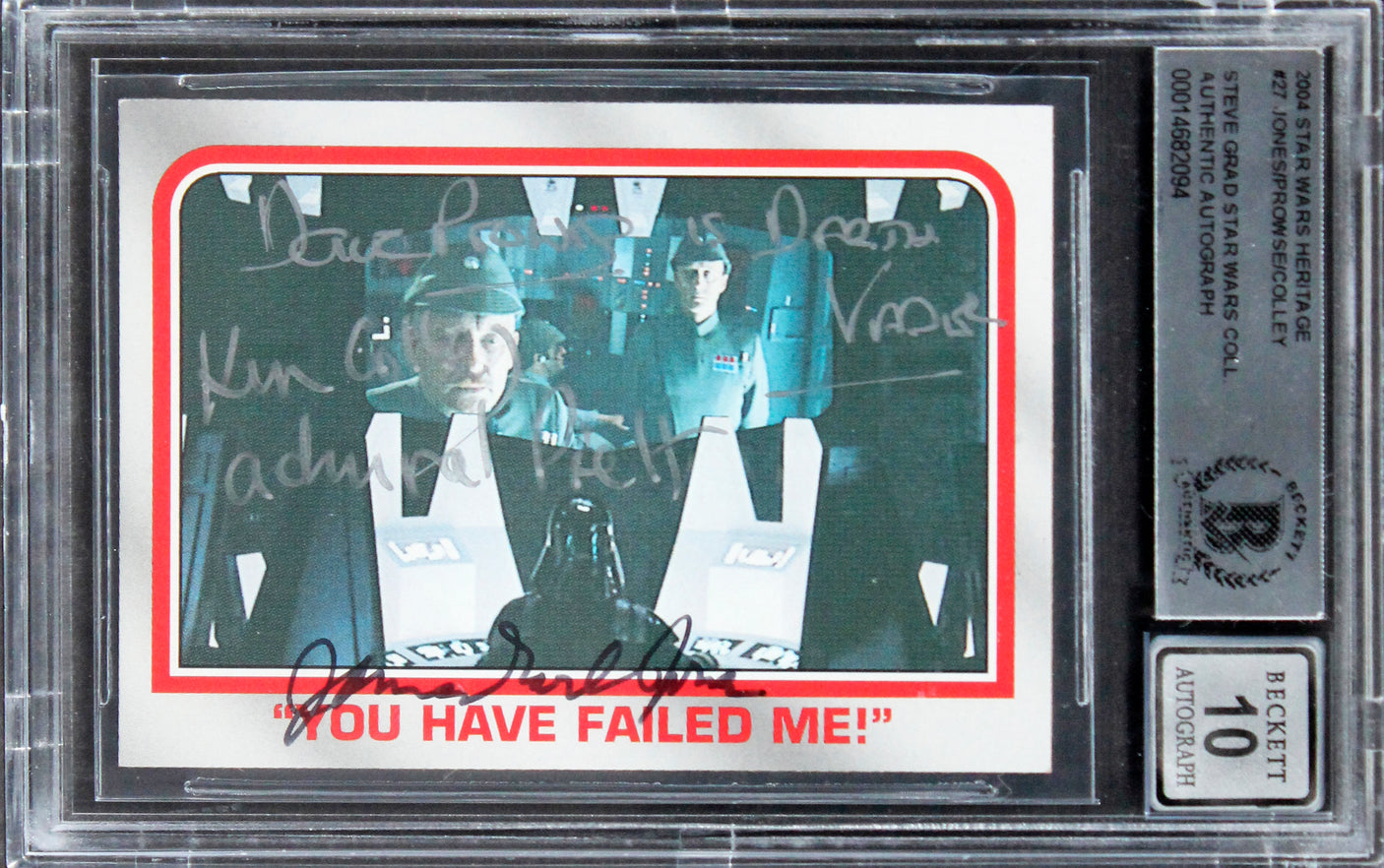 Star Wars (3) Jones, Prowse +1 Signed 2004 SW Heritage #27 Card Auto 10 BAS Slab