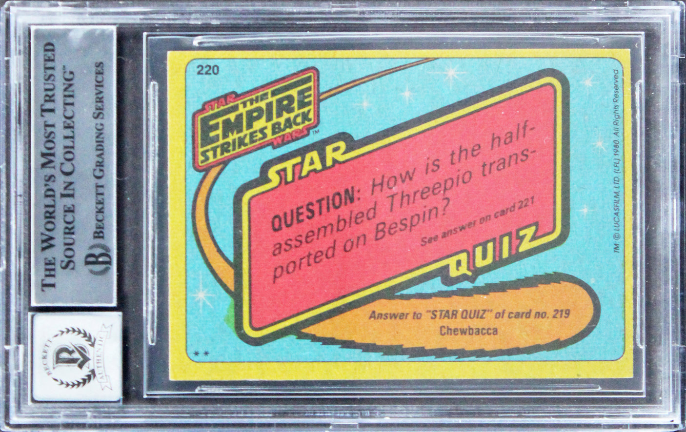 Jeremy Bulloch & Jason Wingreen Signed 1980 SW ESB #220 Card Auto 10 BAS Slab 1