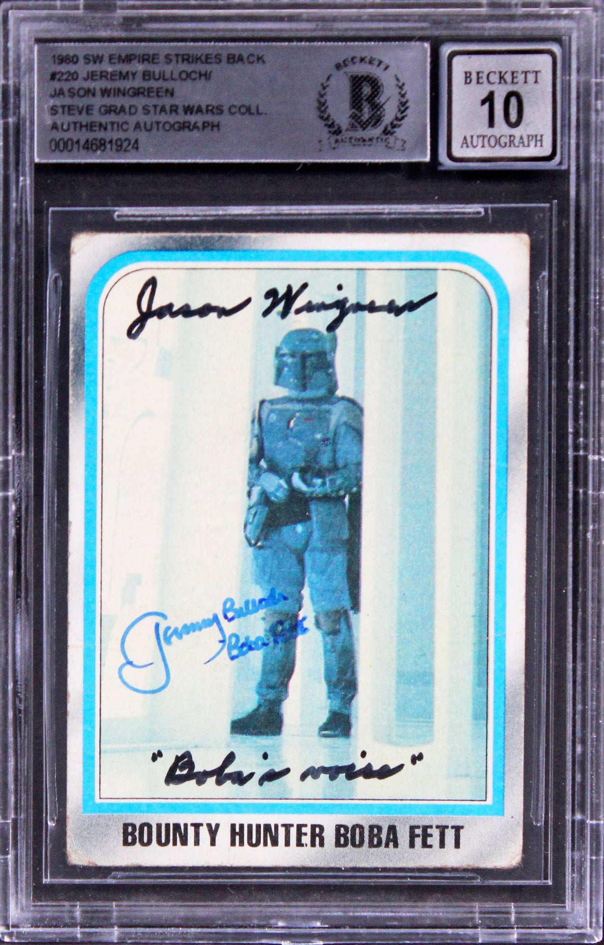 Jeremy Bulloch & Jason Wingreen Signed 1980 SW ESB #220 Card Auto 10 BAS Slab 2