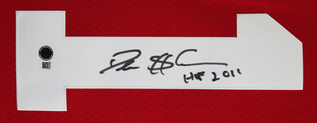 49ers Deion Sanders "HOF 2011" Authentic Signed Red M&N TB Jersey BAS Witnessed