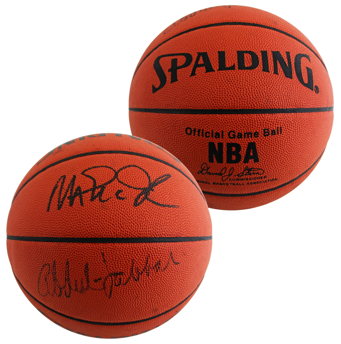 Kareem Abdul-Jabbar & Magic Johnson Signed Spalding Basketball BAS #3W027530