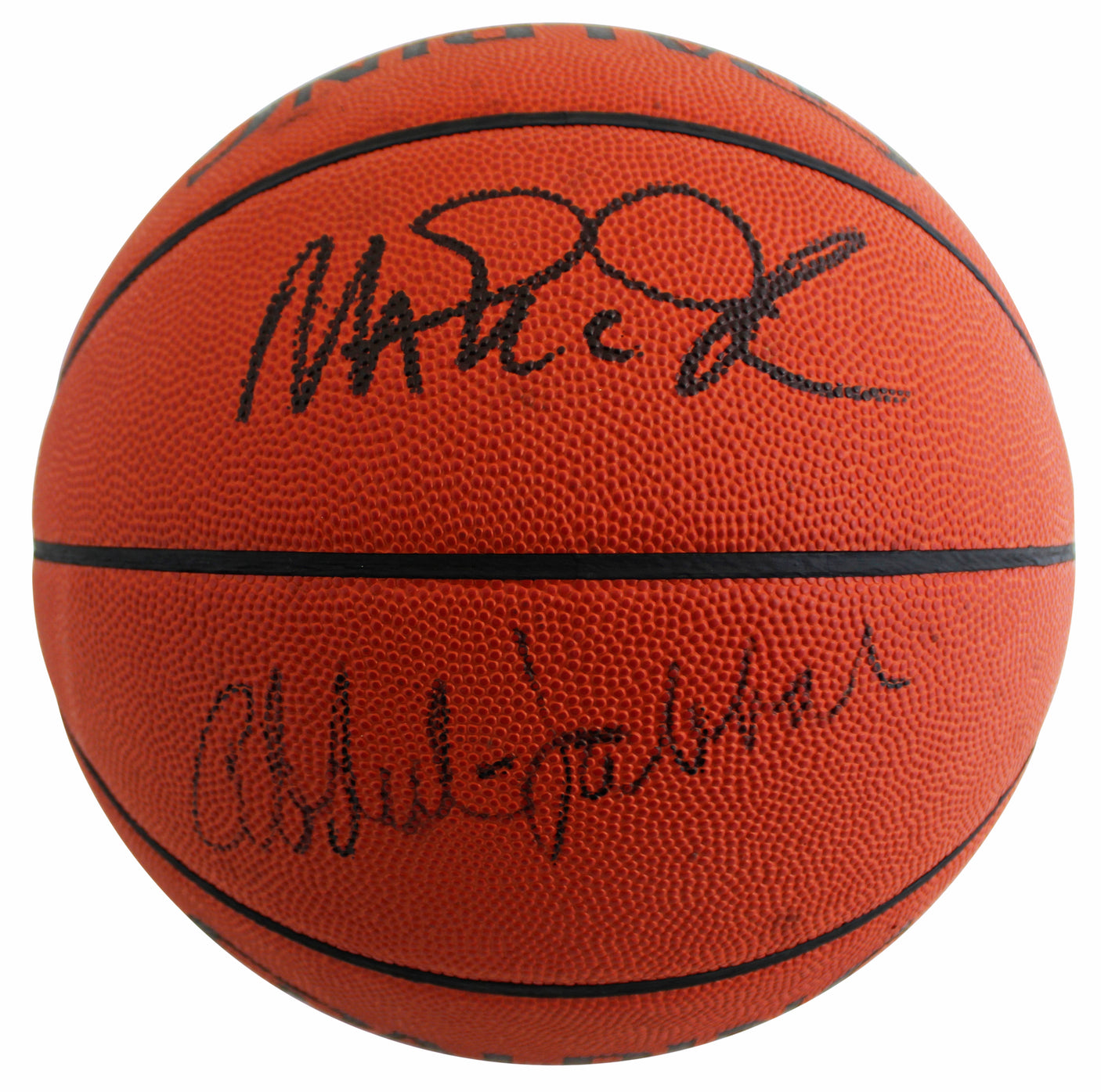 Kareem Abdul-Jabbar & Magic Johnson Signed Spalding Basketball BAS #3W027530