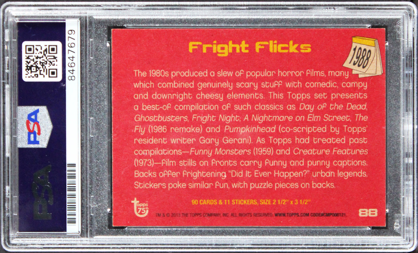 Robert Englund A Nightmare on Elm Street Signed Topps 75 Trading Card PSA Slab