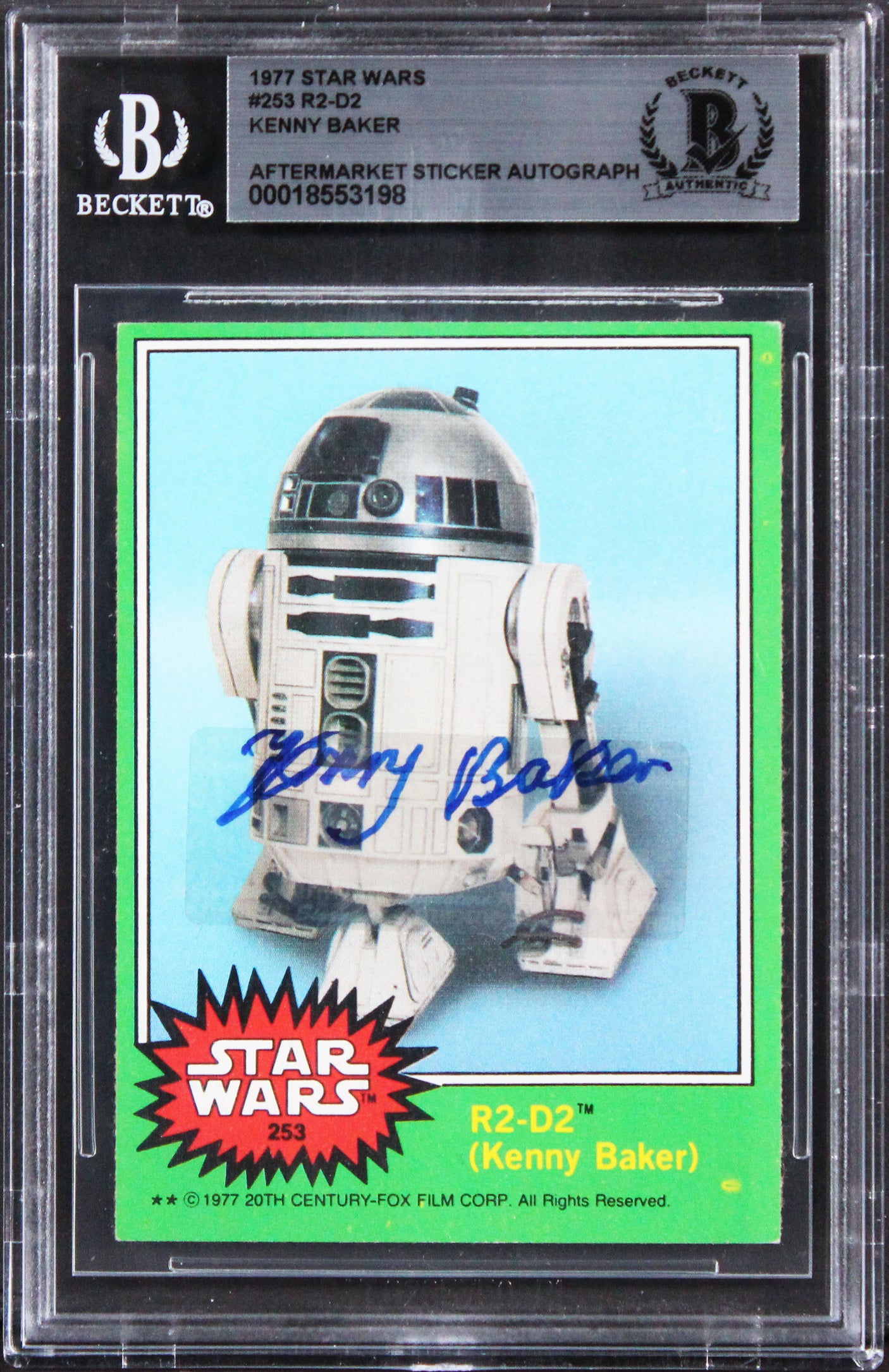 Kenny Baker Star Wars Authentic Signed 1977 Star Wars #253 R2-D2 Card BAS Slab 1