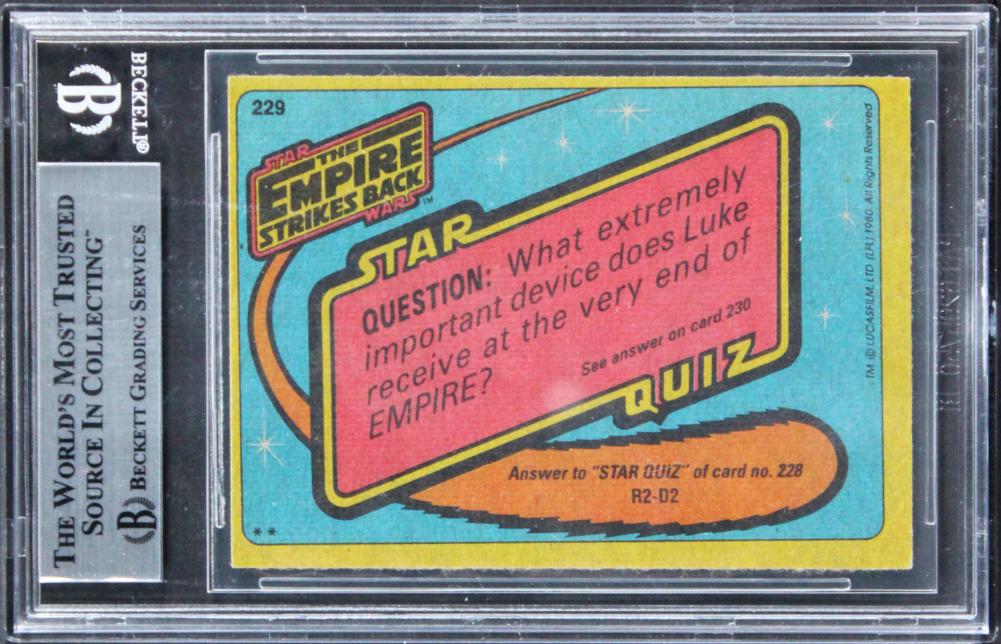 Kenny Baker Star Wars Signed 1980 Empire Strikes Back #229 Card BAS Slabbed 1