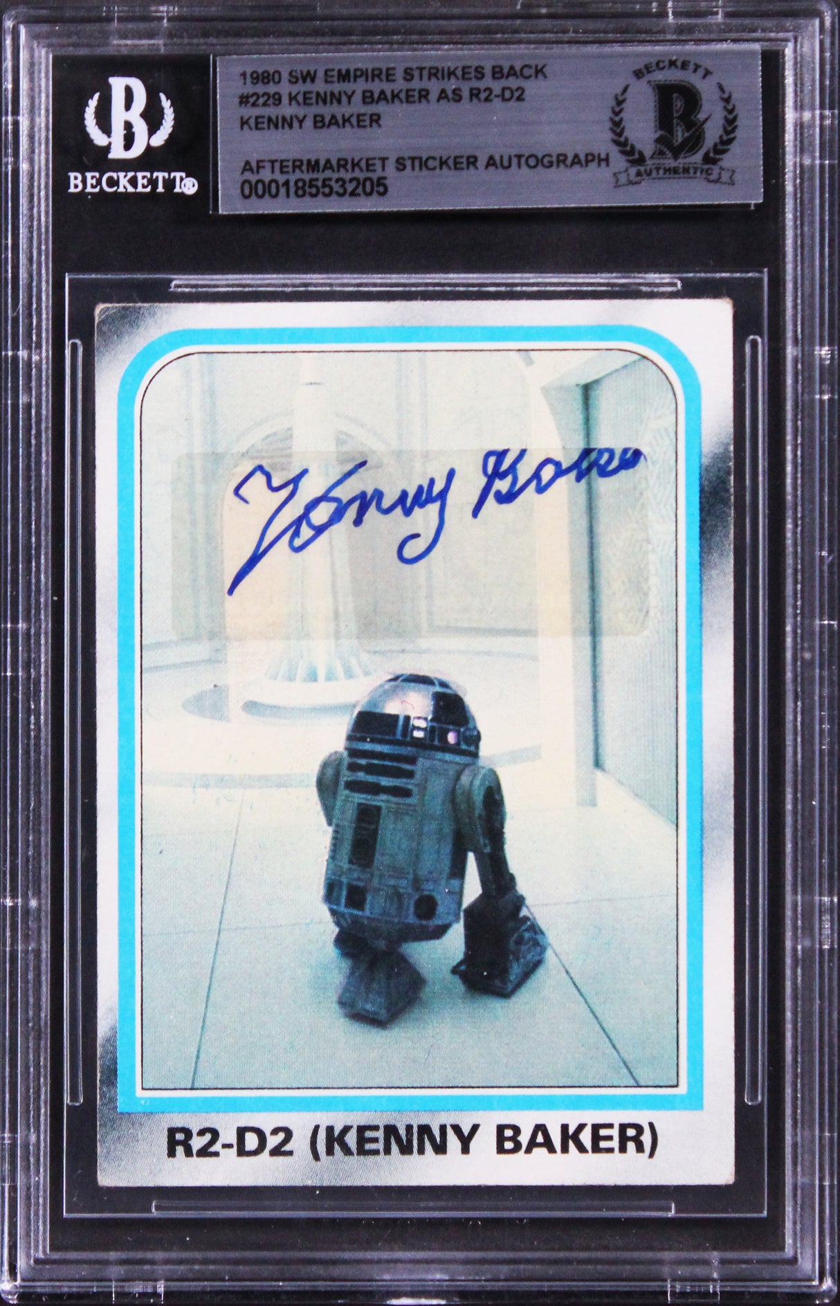 Kenny Baker Star Wars Signed 1980 Empire Strikes Back #229 Card BAS Slabbed 2