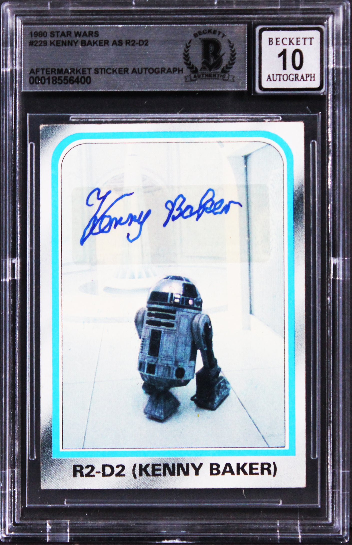 Kenny Baker Star Wars Signed 1980 Empire Strikes Back #229 Card Auto 10 BAS Slab