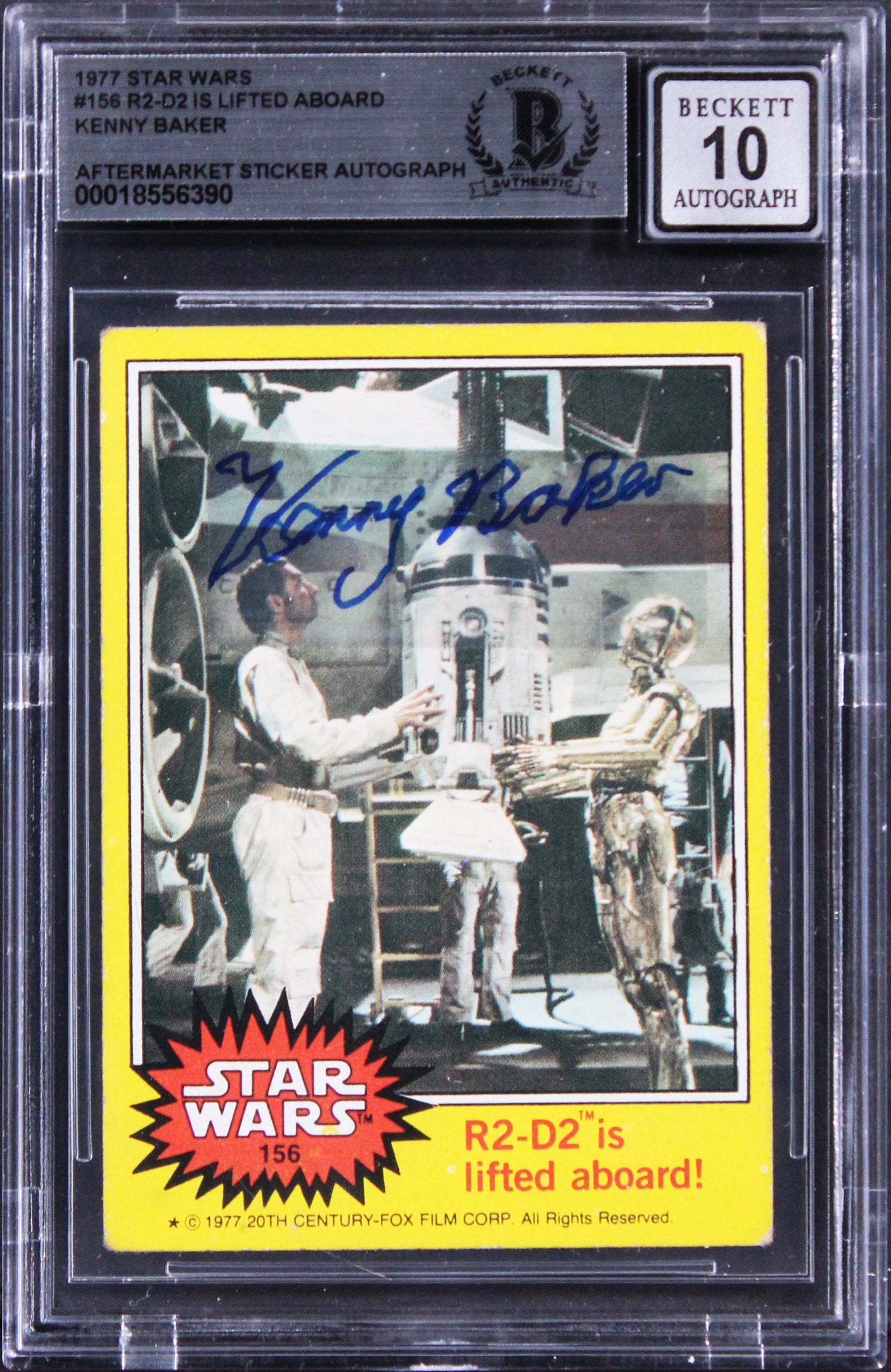 Kenny Baker Star Wars Authentic Signed 1977 Star Wars #156 Card Auto 10 BAS Slab
