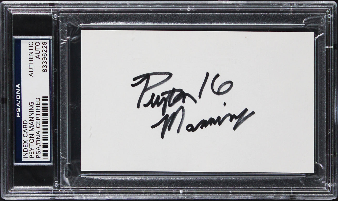 Tennessee Peyton Manning Signed 3x5 Index Card w/ Vintage Signature PSA Slabbed
