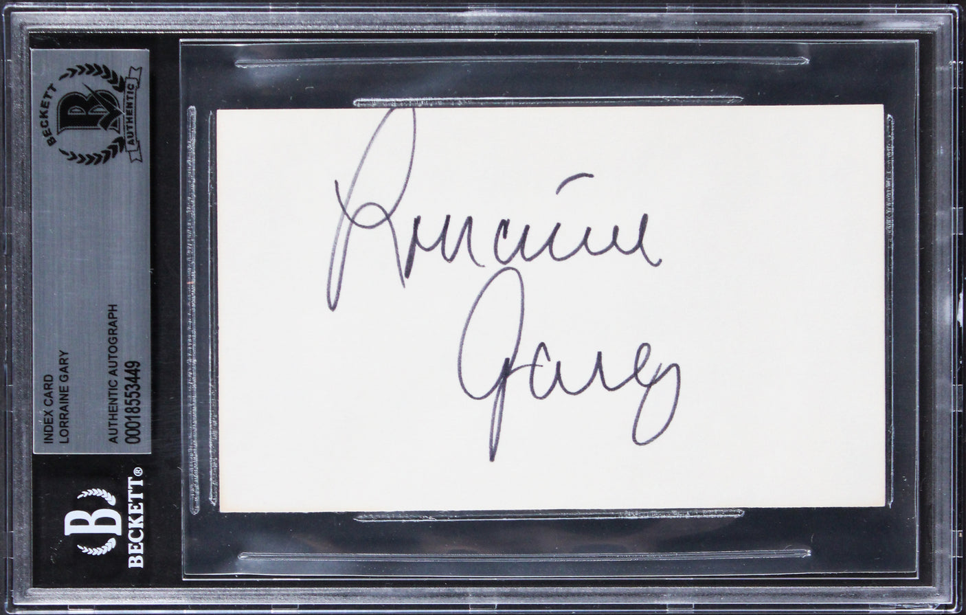 Lorraine Gary Jaws Authentic Signed 3x5 Index Card Autographed BAS Slabbed 1