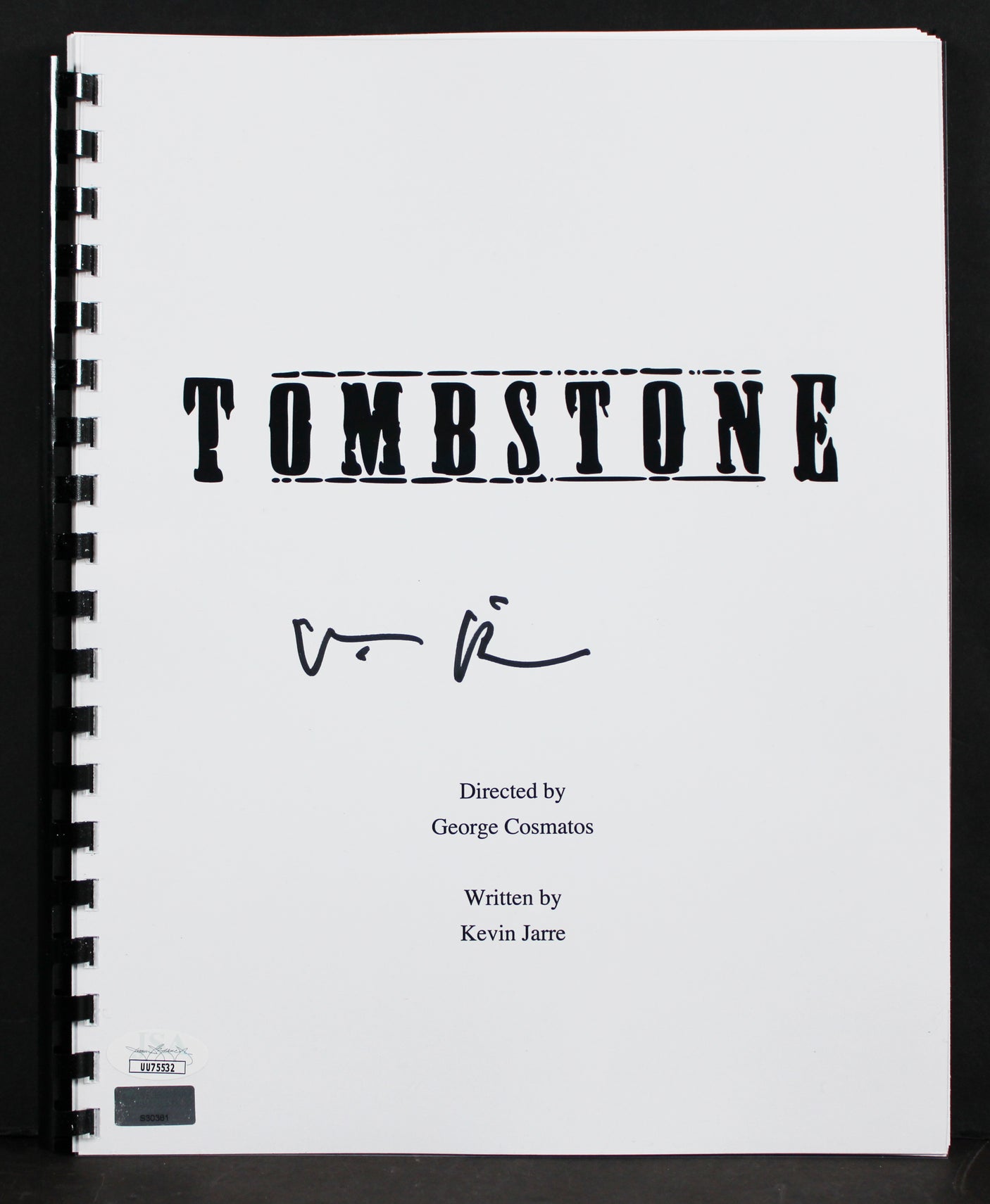 Val Kilmer Tombstone Authentic Signed Replica Movie Script JSA #VV75532
