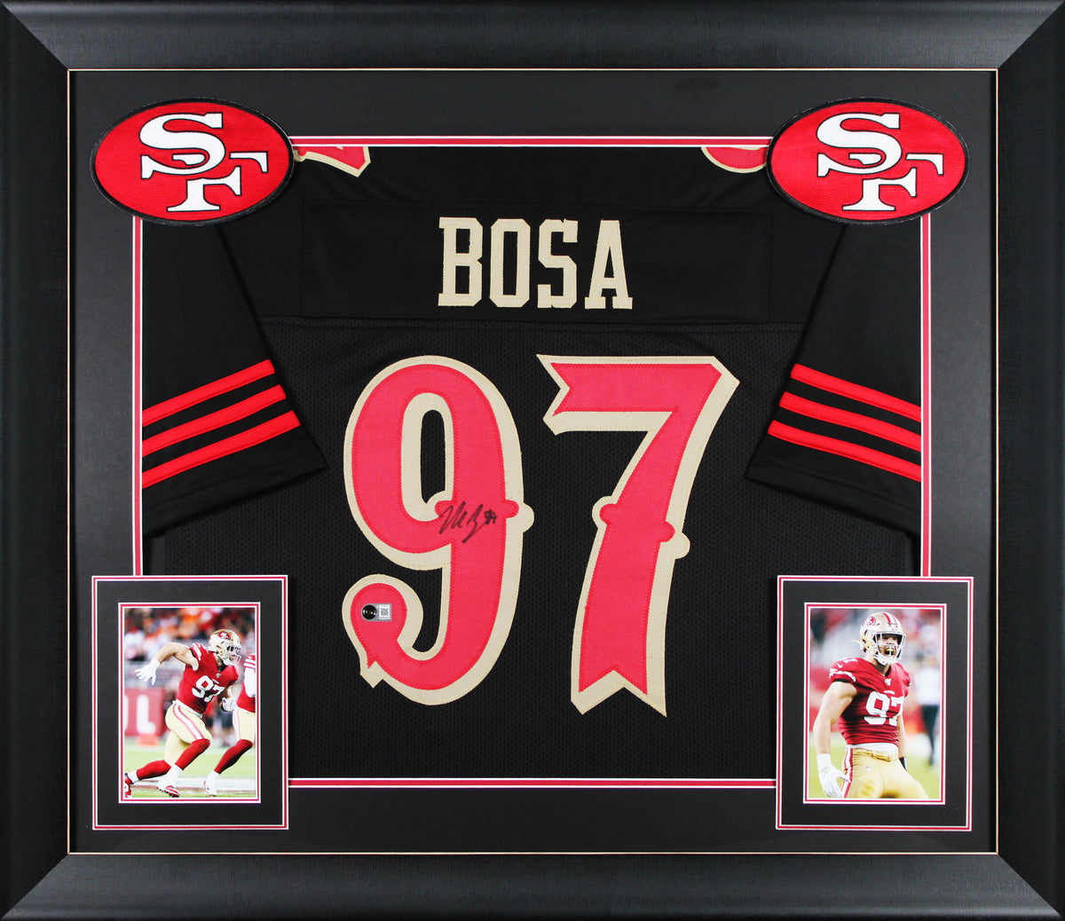 Nick Bosa Signed Black Alternate Rivalry Pro Style Framed Jersey BAS Witnessed