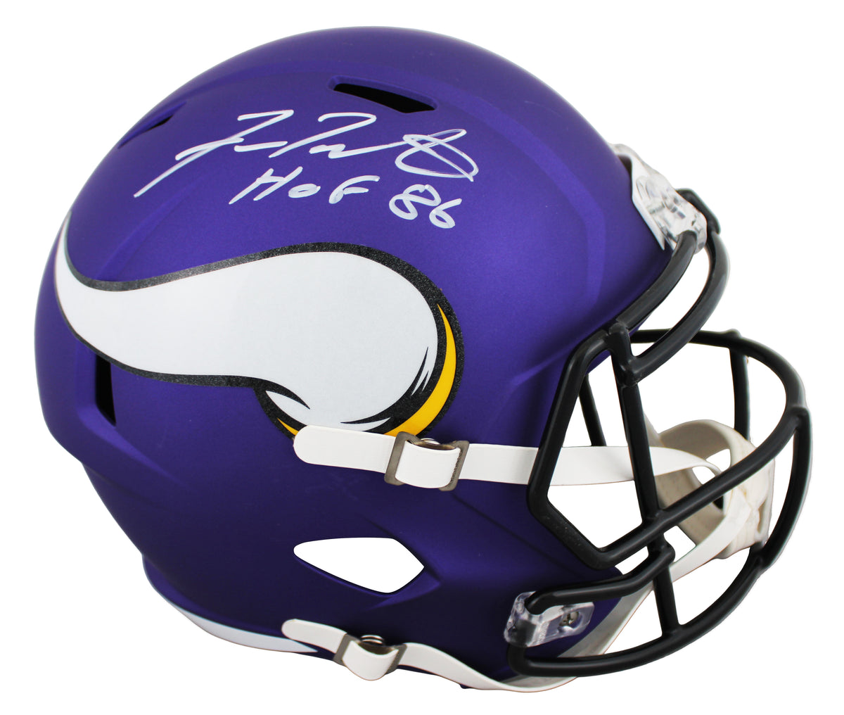 Vikings Fran Tarkenton "HOF 86" Signed F/S Speed Rep Helmet w/ White Sig BAS W