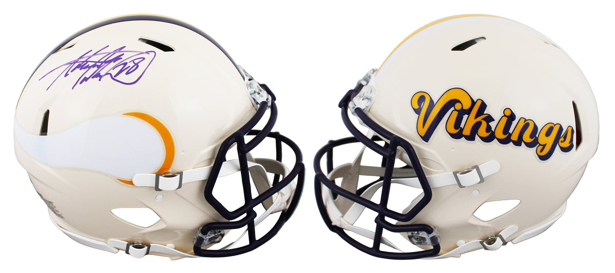 Vikings Adrian Peterson Signed Retro Full Size Speed Proline Helmet BAS Witness