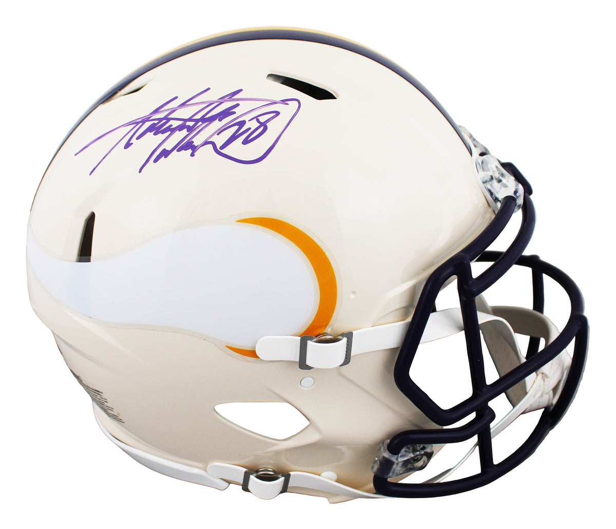 Vikings Adrian Peterson Signed Retro Full Size Speed Proline Helmet BAS Witness