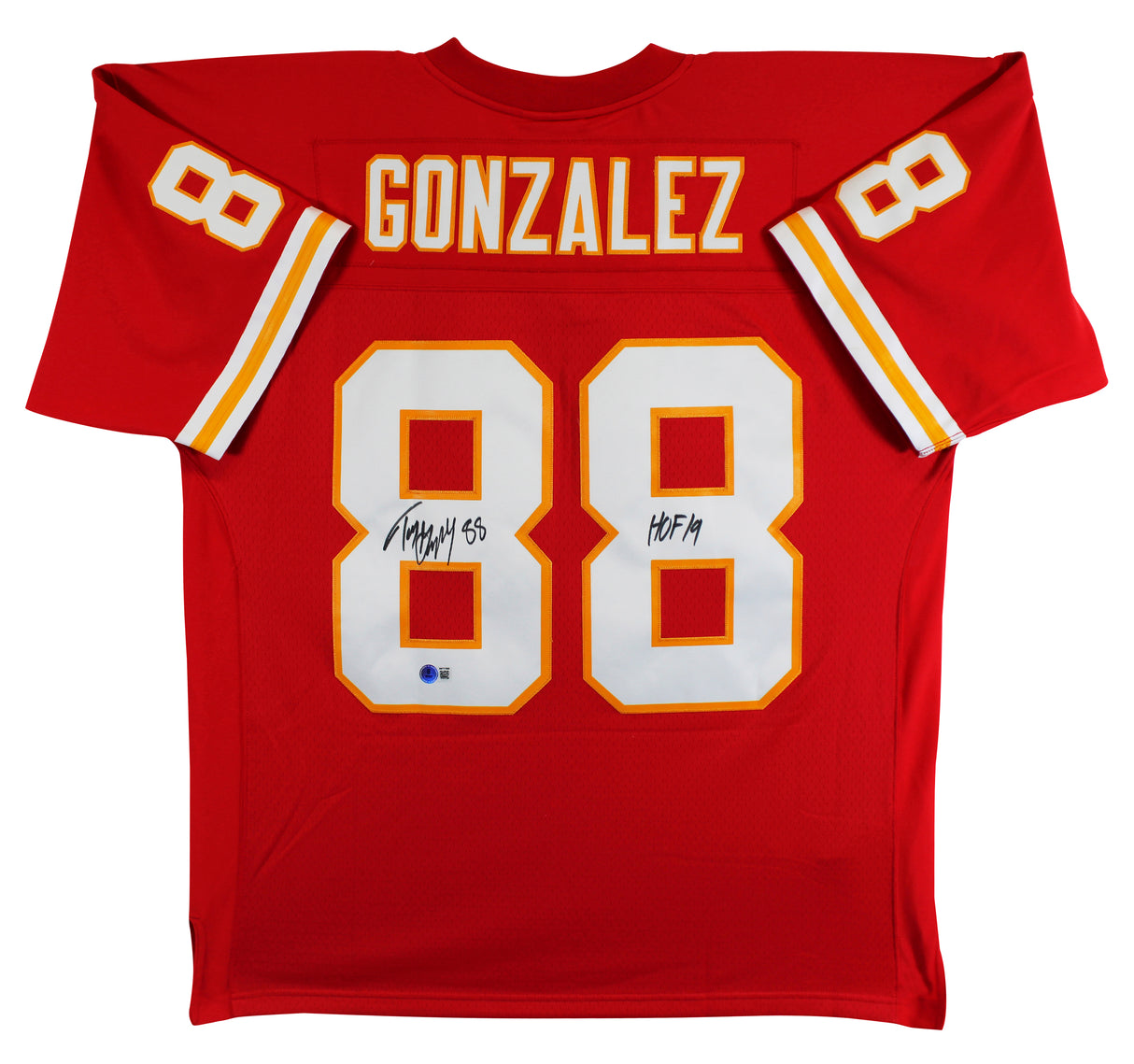 Chiefs Tony Gonzalez "HOF 19" Authentic Signed Red M&N Jersey BAS Witnessed