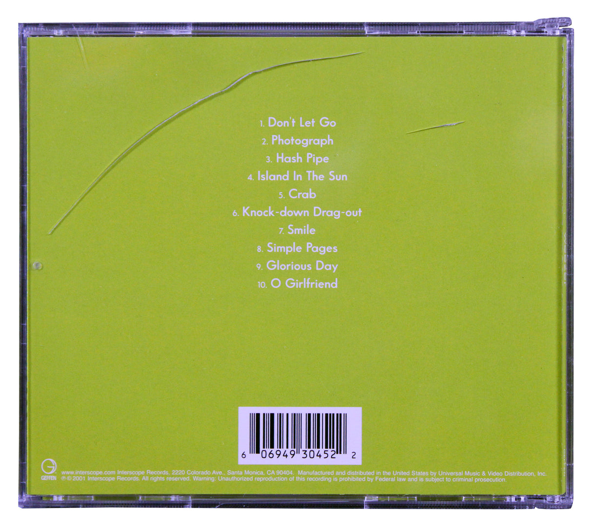 Weezer (4) Cuomo, Shriner, Bell & Wilson Signed Green Album Cd Insert JSA