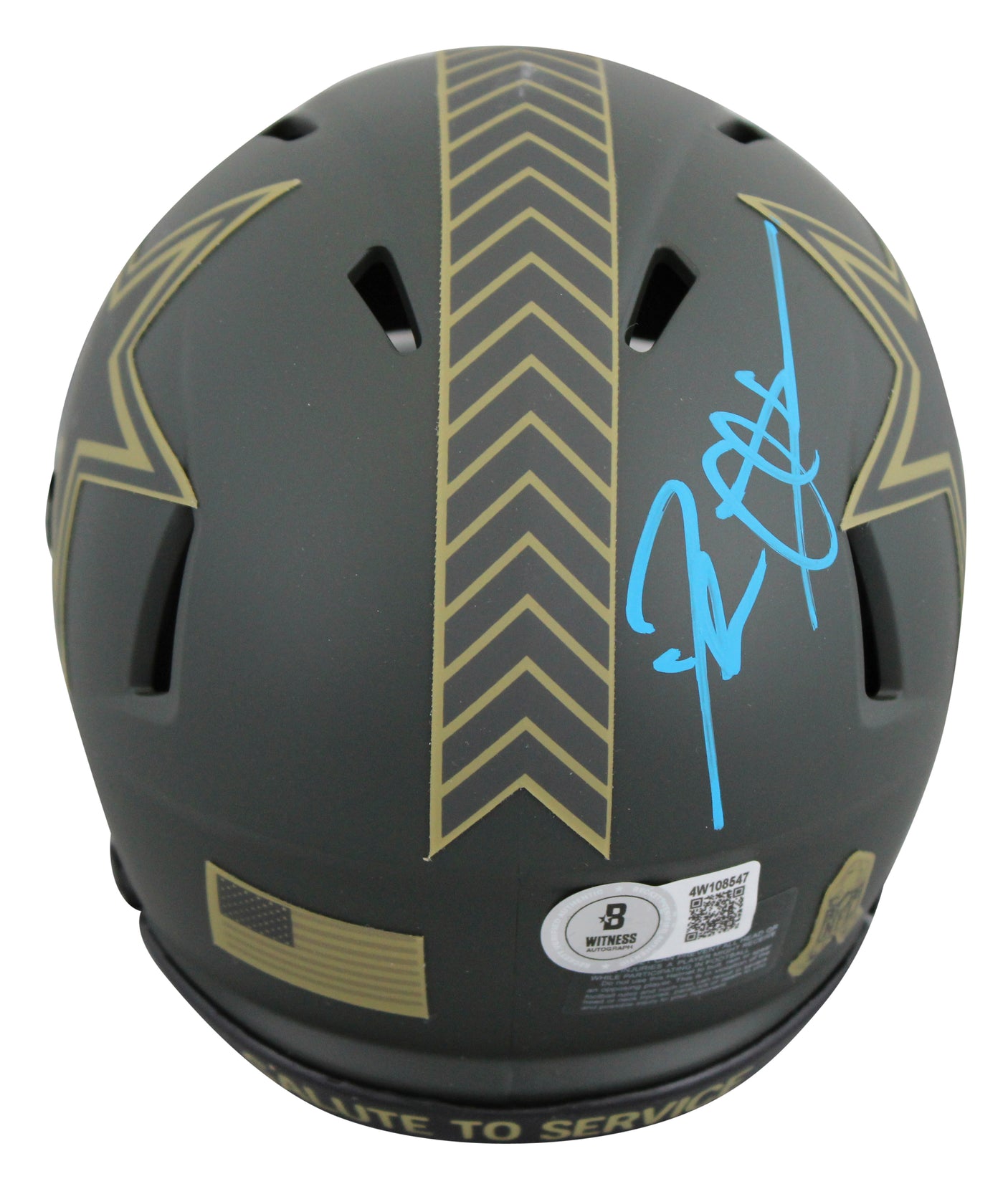 Cowboys Deion Sanders Signed Salute to Service IV Speed Mini Helmet BAS Witness