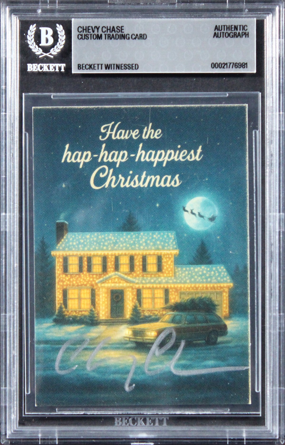 Chevy Chase Christmas Vacation Authentic Signed Custom Trading Card BAS Slabbed