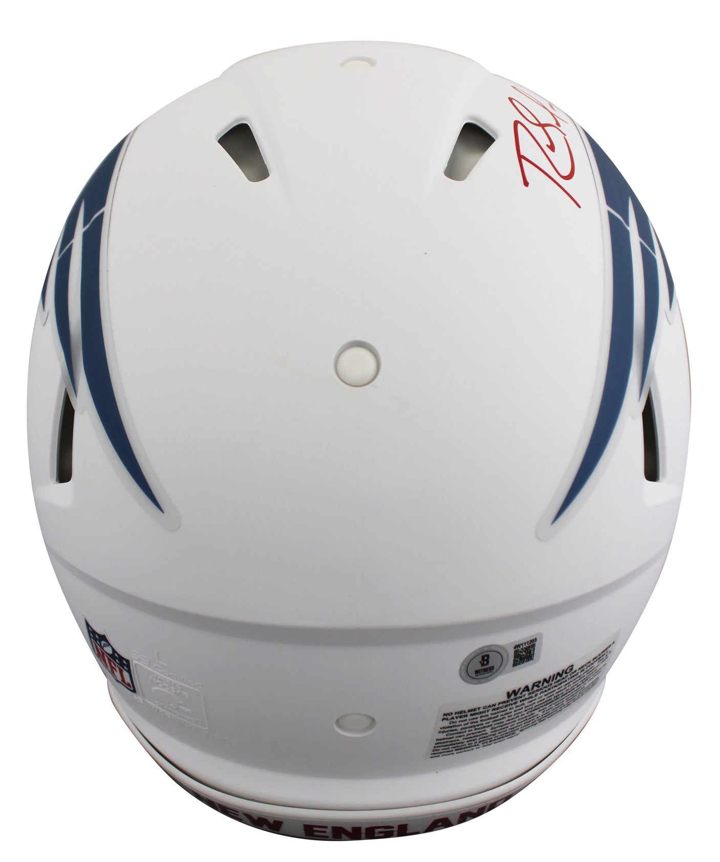 Patriots Randy Moss Signed 2025 On-Field Alt F/S Speed Proline Helmet BAS Wit