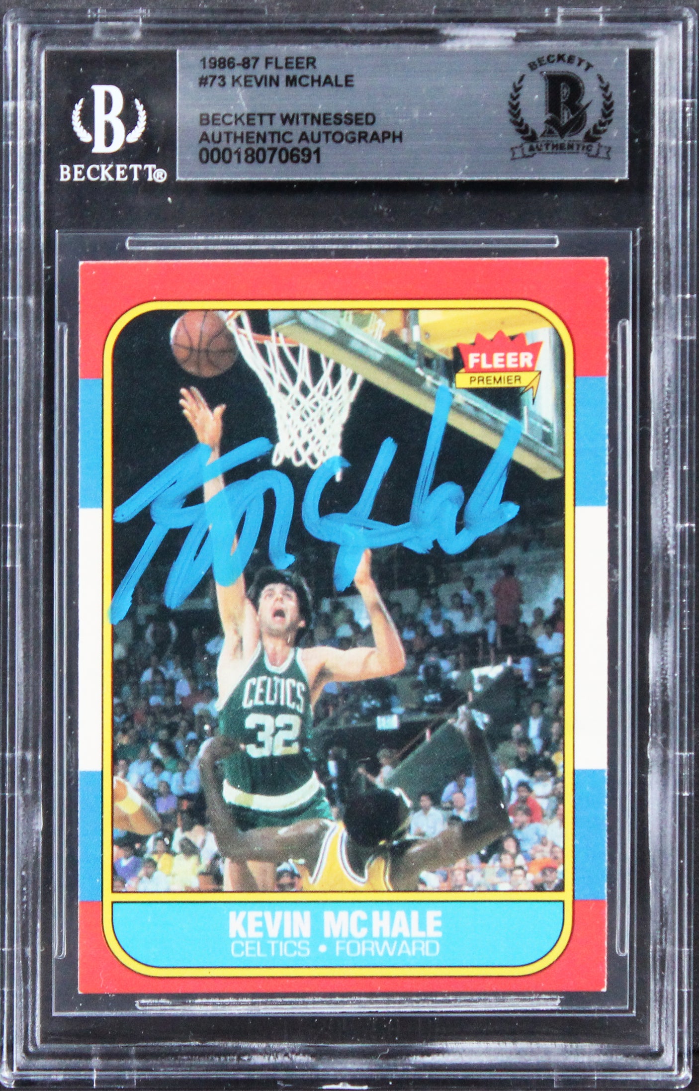 Celtics Kevin McHale Authentic Signed 1986 Fleer #73 Card BAS Slabbed