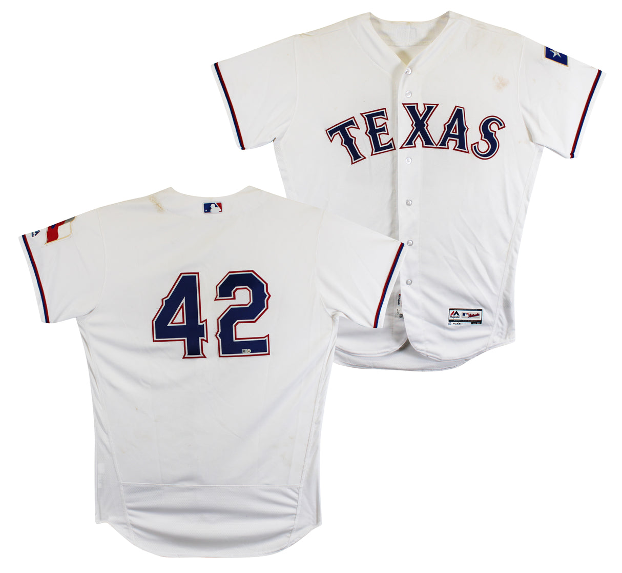 Rougned Odor Game Used Jackie Robinson Day White Majestic Flexbase Jersey MLB