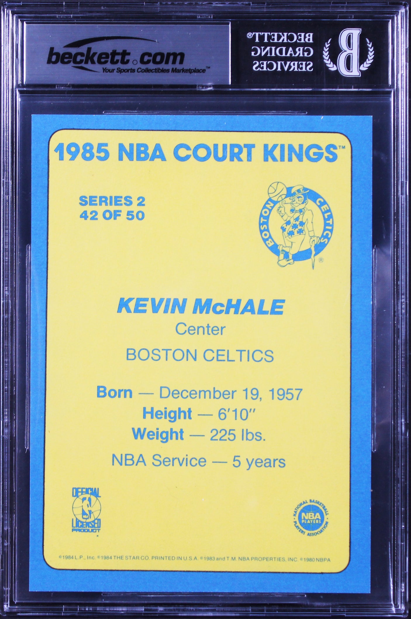 Celtics Kevin McHale Signed 1984 Star Court Kings 5x7 #42 Card BAS Slabbed