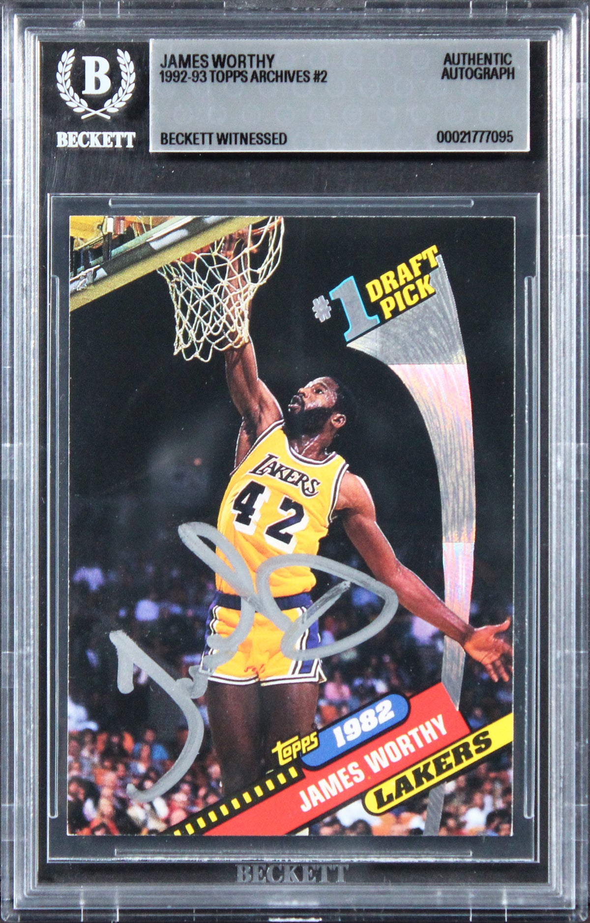 Lakers James Worthy Authentic Signed 1992 Topps Archives #2 Card BAS Slabbed