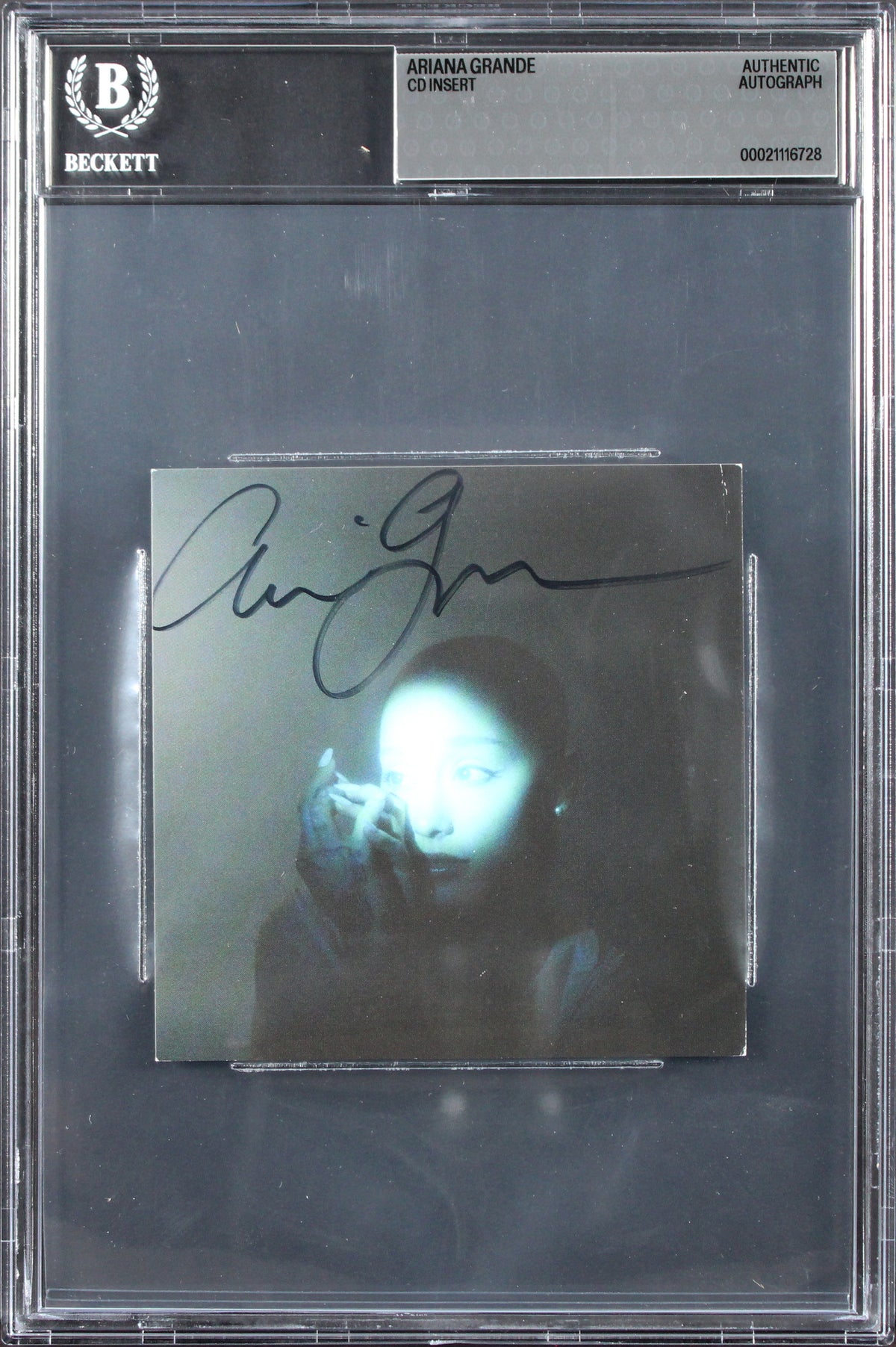 Ariana Grande Authentic Signed Eternal Sunshine Deluxe CD Insert BAS Slabbed