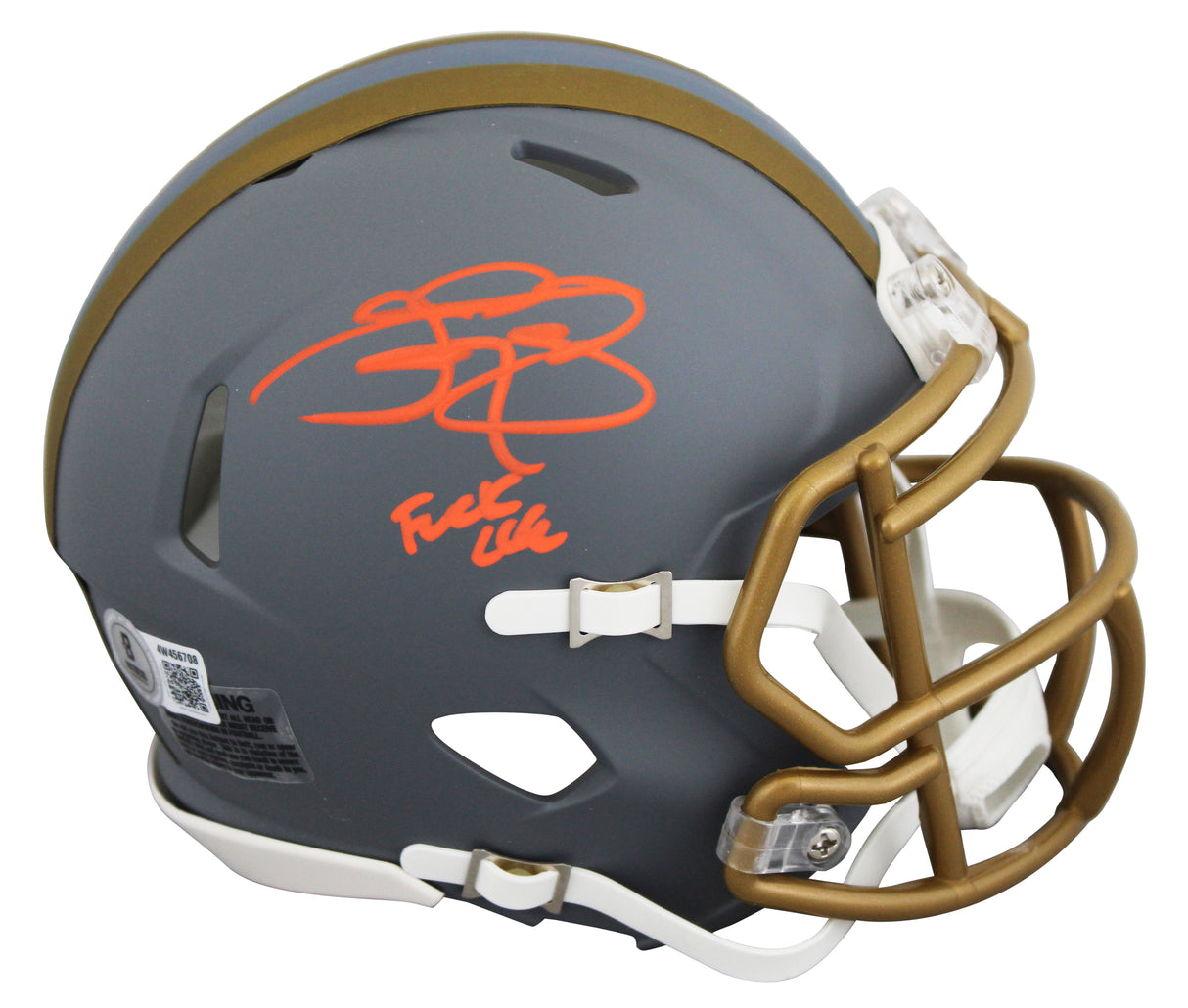 Browns Johnny Manziel "F*** CLE" Signed Slate Speed Mini Helmet W/ Case BAS Wit