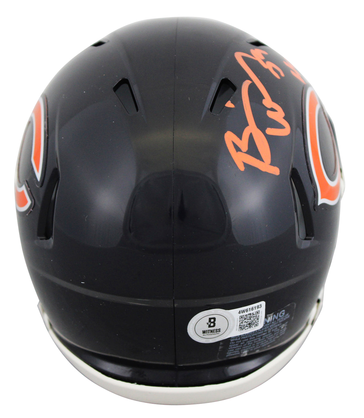 Broncos Brian Urlacher "HOF 18" Signed Speed Mini Helmet W/ Case BAS Witnessed 2