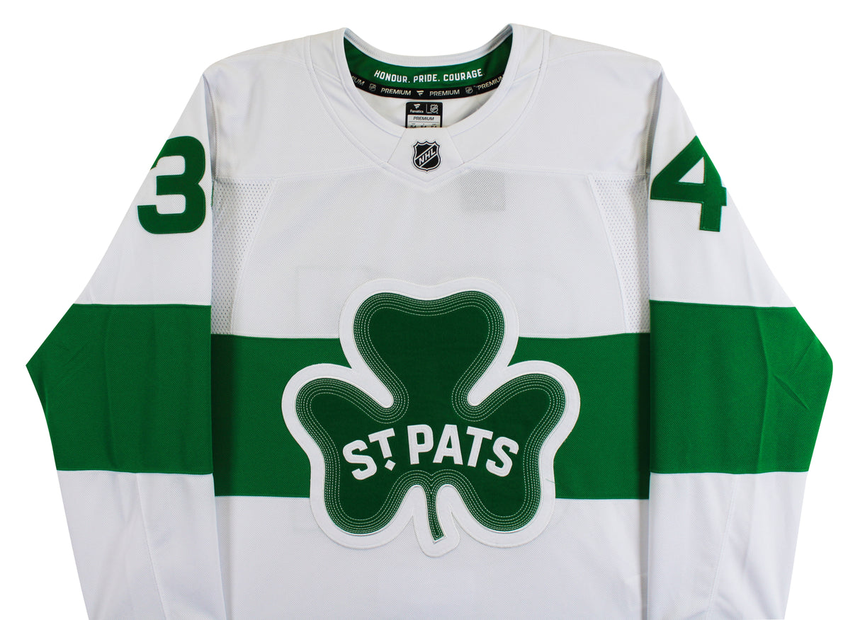 Auston Matthews Signed White Shamrock Series Auth Jersey w/ Fight Strap Fanatics