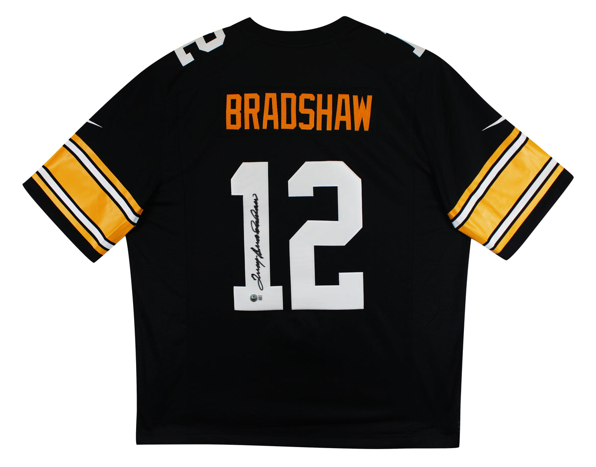 Steelers Terry Bradshaw Authentic Signed Black Nike Limited Jersey BAS Witnessed