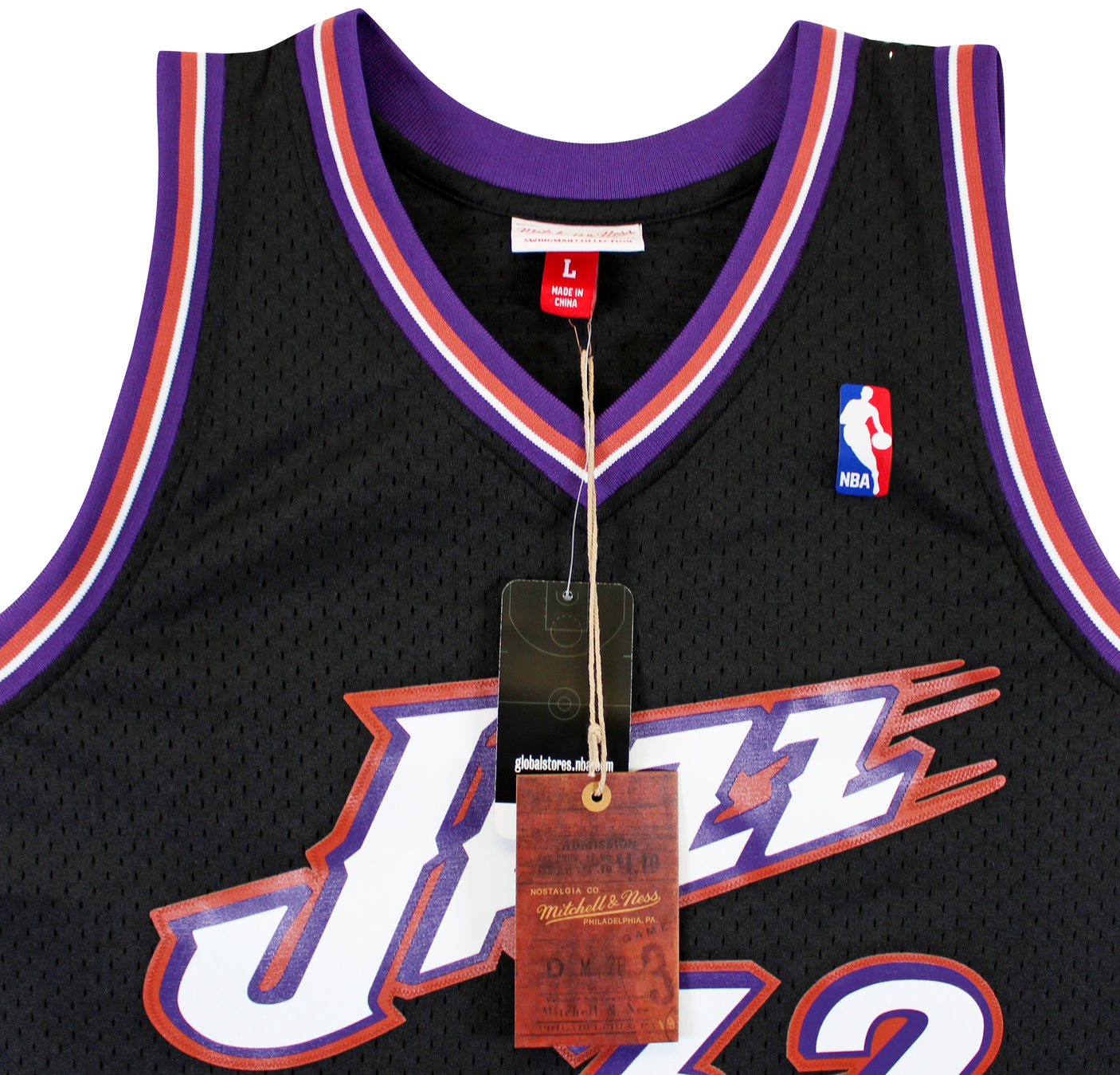 Jazz Karl Malone Signed 1998-99 Black Mitchell & Ness Swingman Jersey BAS Wit