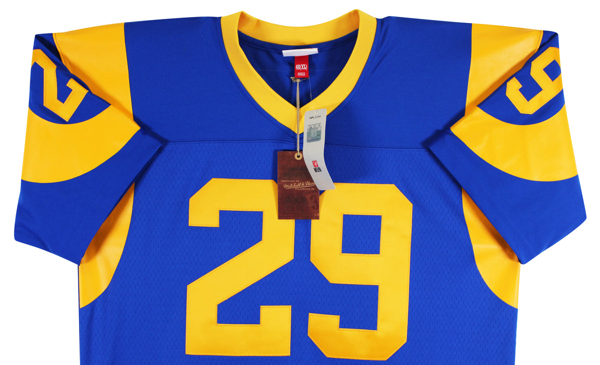 Rams Eric Dickerson "HOF 99" Signed Blue Mitchell & Ness Jersey BAS Witnessed