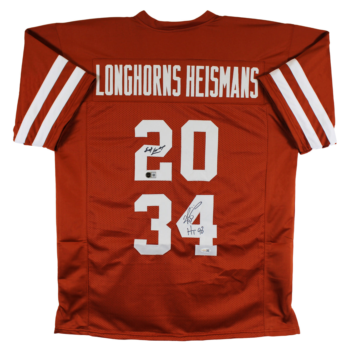 Ricky Williams & Earl Campbell Signed Burnt Orange Pro Style Jersey BAS & JSA W