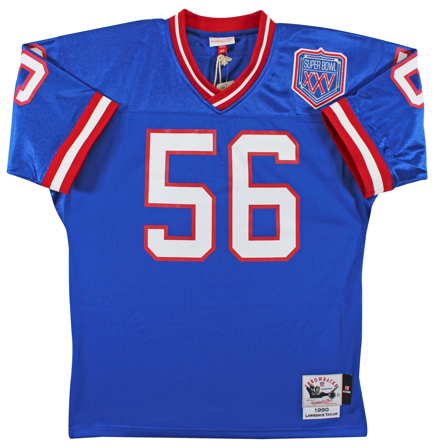 Giants Lawrence Taylor "HOF 99" Signed Blue M&N SB XXV Authentic Jersey BAS
