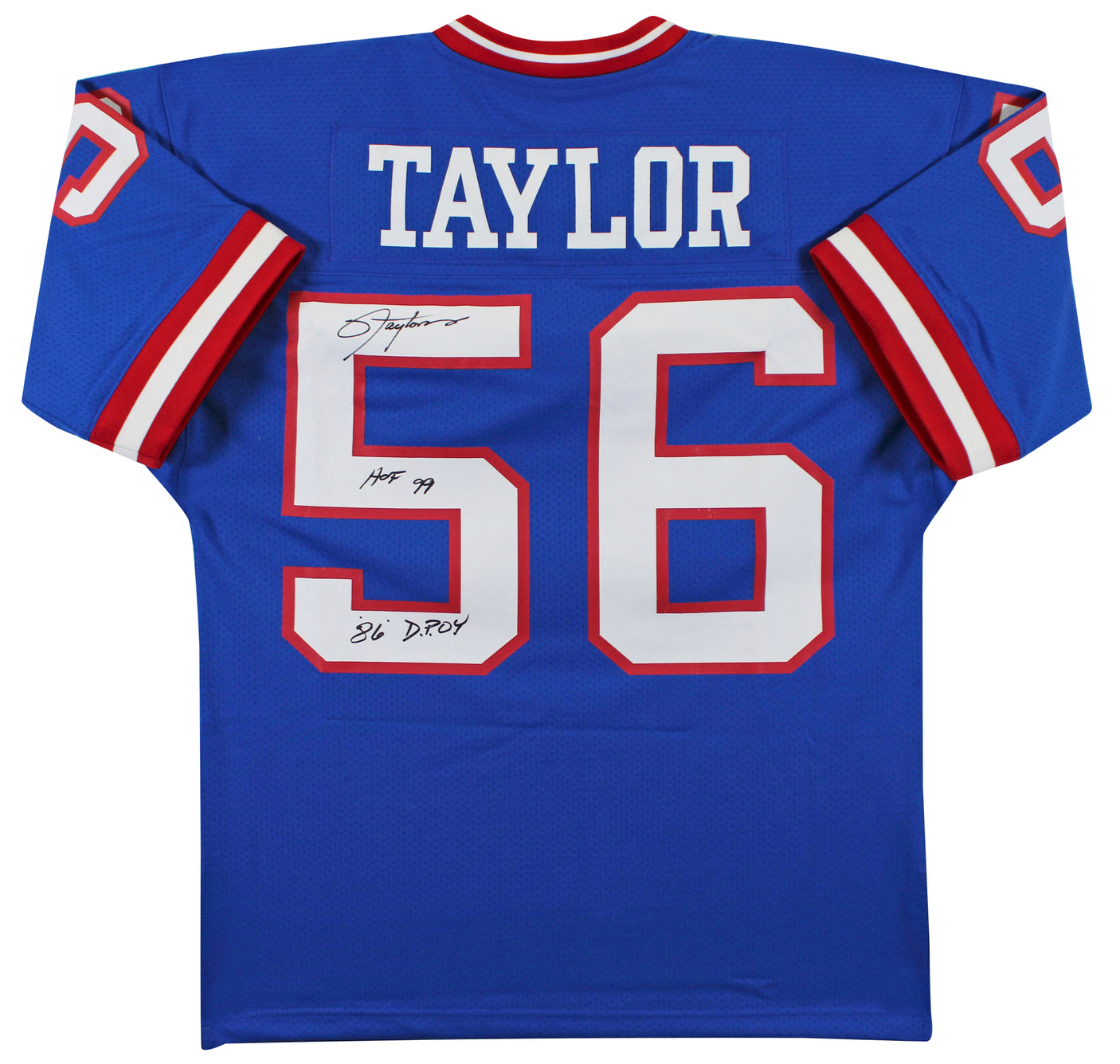 Giants Lawrence Taylor "2x Insc" Signed 1990 Blue M&N TB Authentic Jersey BAS