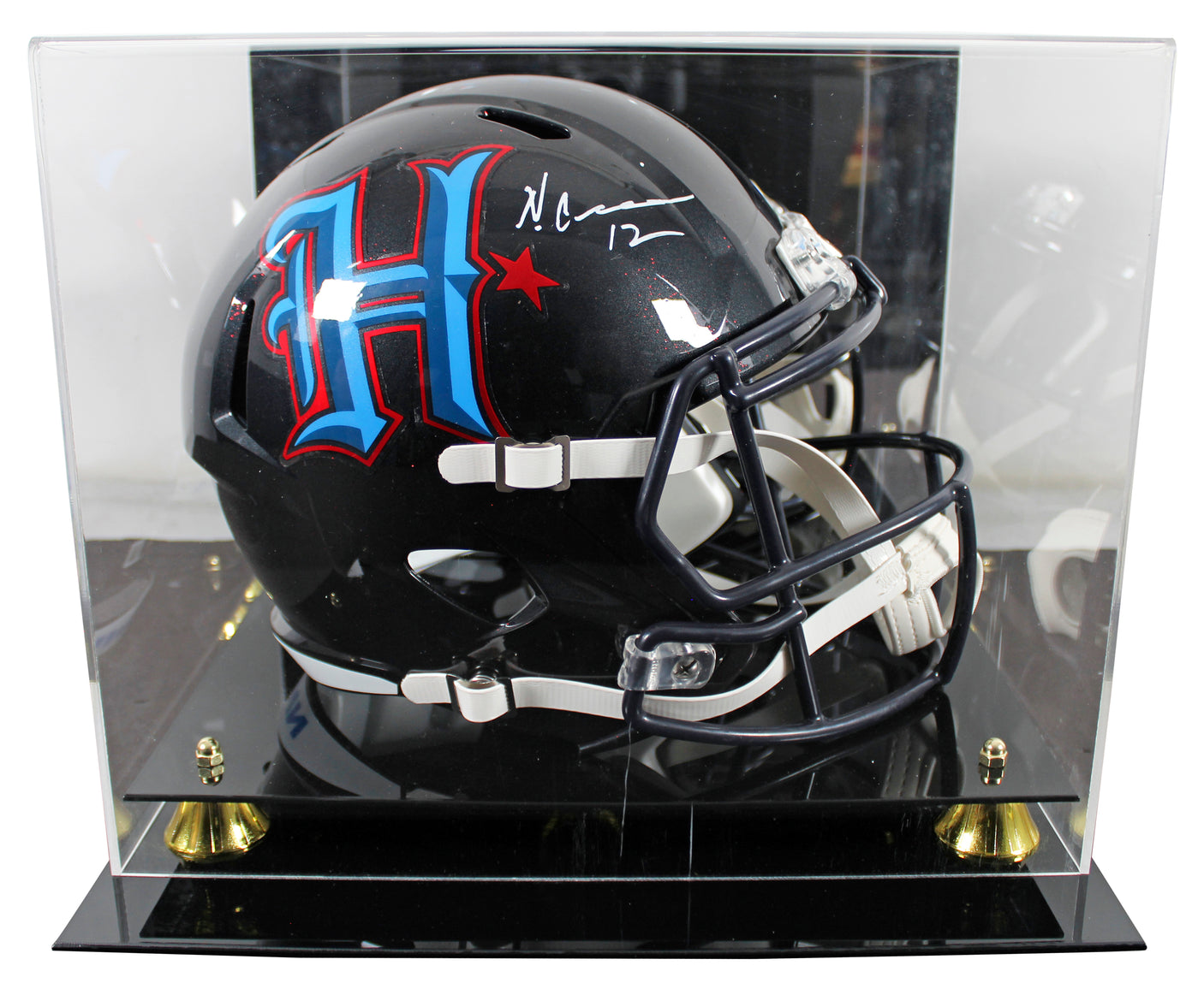 Texans Nico Collins Signed 2024 H-Town Full Size Speed Rep Helmet w/ Case BAS W