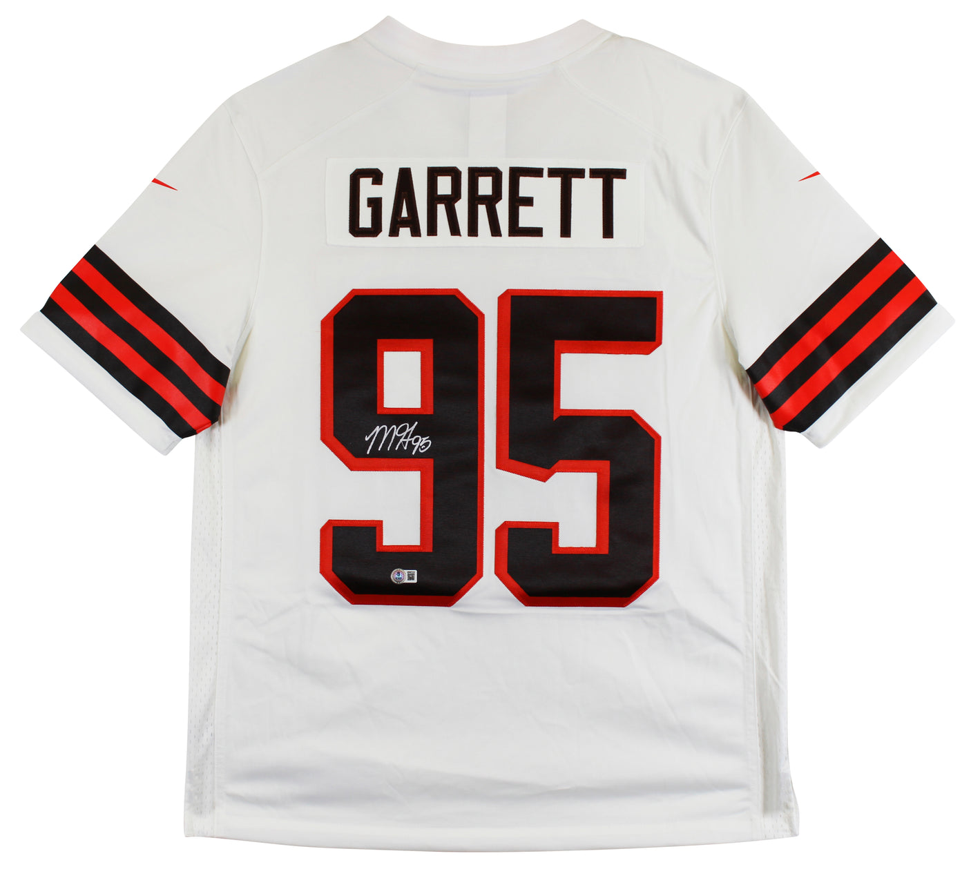 Browns Myles Garrett Authentic Signed White Nike Limited Jersey BAS Witnessed