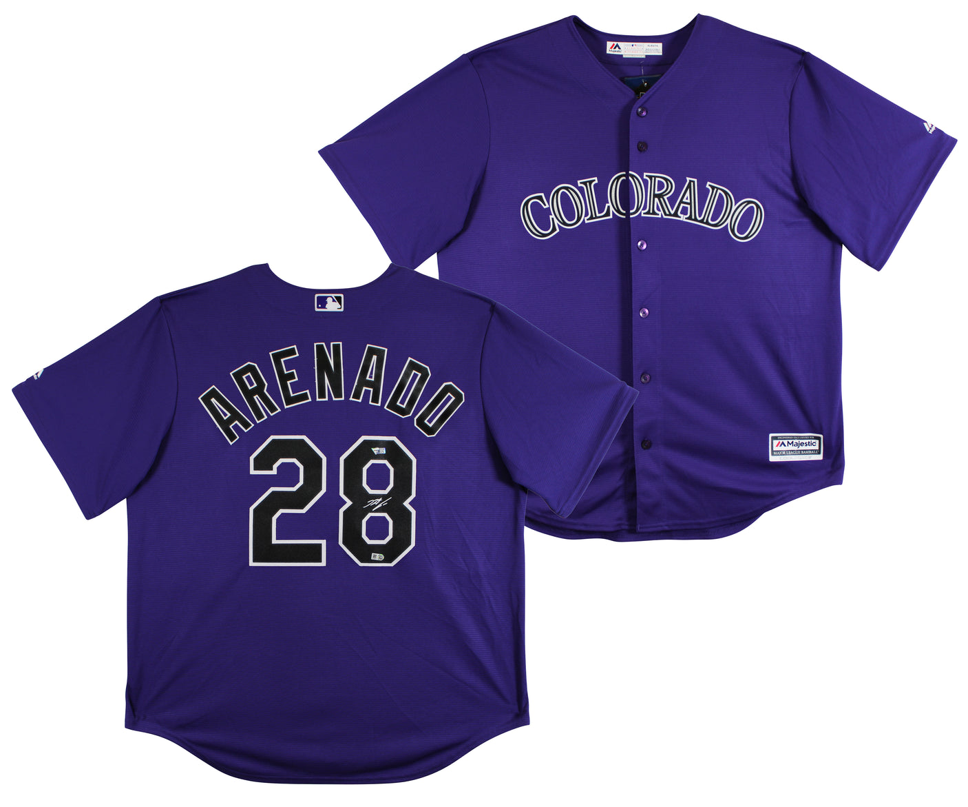 Rockies Nolan Arenado Signed Purple Majestic Cool Base Jersey MLB #VS095919